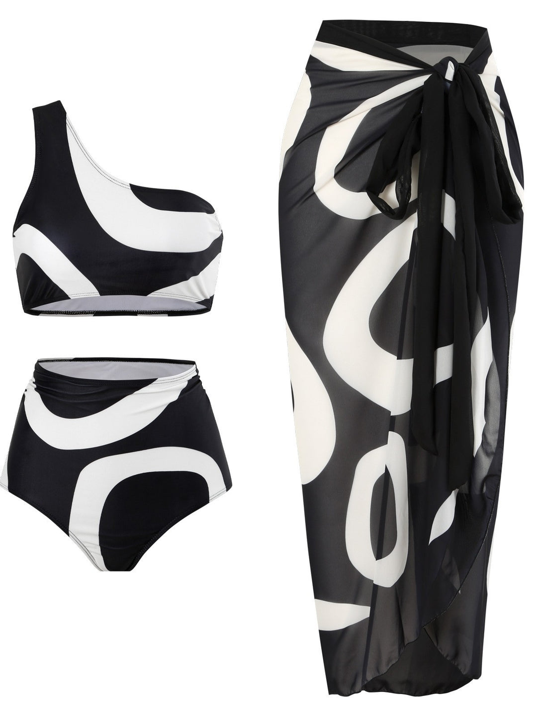 Damen Bikini-Set mit asymmetrischem Oberteil und elegantem Wickelrock Echo Archiv