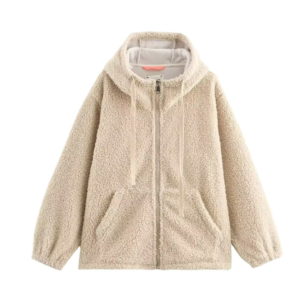 Damen Teddy-Fleece-Kapuzenjacke mit durchgehendem Reißverschluss und Kängurutaschen Echo Archiv