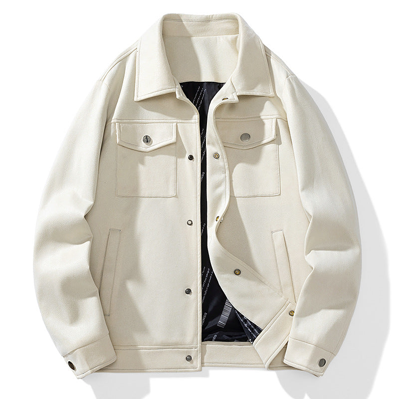 Herren Wildlederoptik Truckerjacke mit gesteppter Innenfütterung und Pattentaschen Echoarchiv