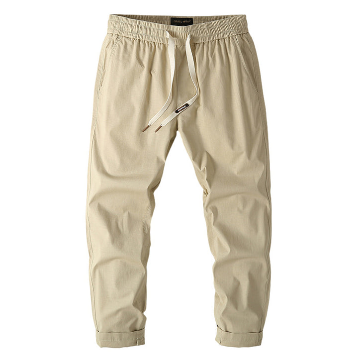 Herren Elastische Chino-Jogger mit tailliertem Tapered-Schnitt und aufgesetzter Gesäßtasche Echoarchiv