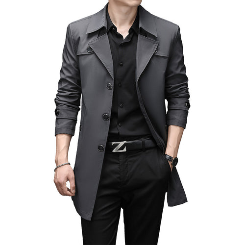 Herren Schmal geschnittener Trenchcoat mit Reverskragen und dezenter Knopfleiste Echoarchiv