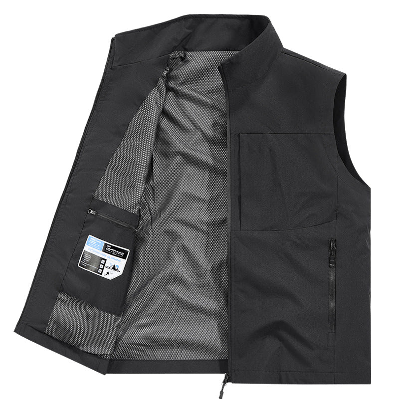 Herren Leichte Softshell-Outdoorweste mit Mesh‑Futter, Reißverschlusstaschen und Stehkragen – Marzano