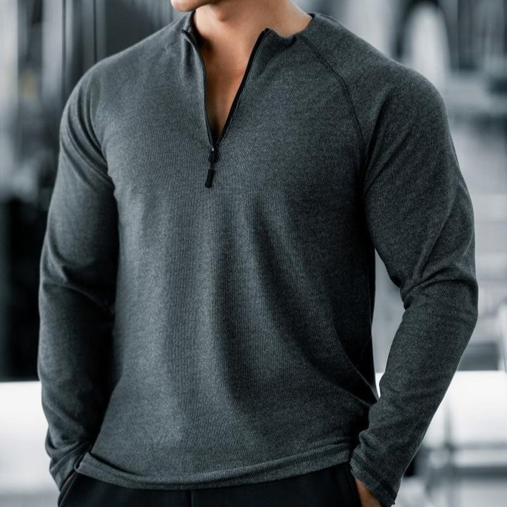 Herren Langarm Workout Shirt mit innovativem Reißverschluss Echoarchiv