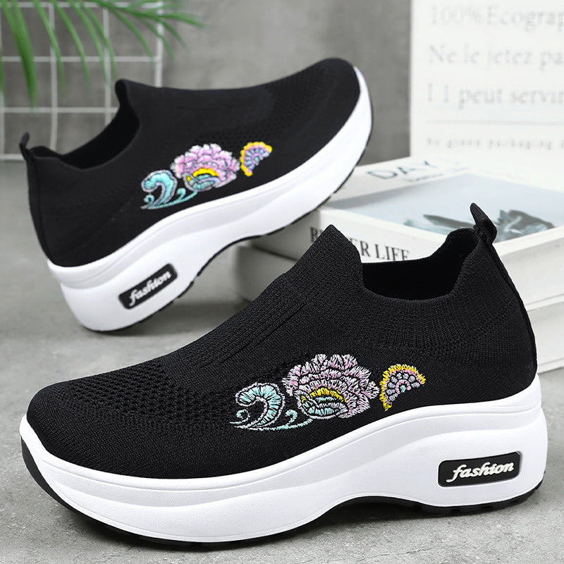 Damen Sportliche Stretch-Sneaker mit floraler Applikation und dämpfender Sohle Echo Archiv