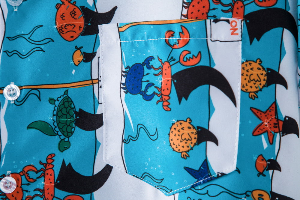 Herren Kurzarmhemd mit kreativem maritimen Design und praktischer Brusttasche Echoarchiv