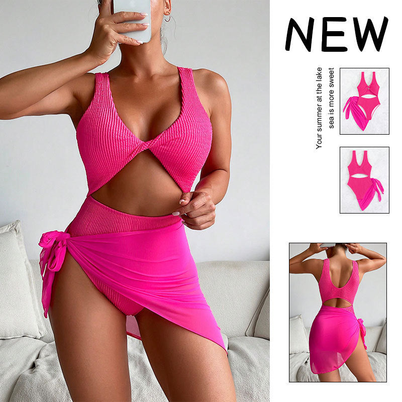 Damen Einteiler Badeanzug mit kreativen Cut-Outs und stilvollem Wickelrock Echo Archiv