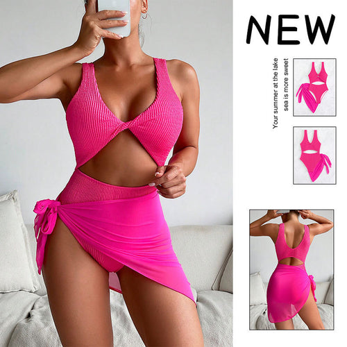 Damen Einteiler Badeanzug mit kreativen Cut-Outs und stilvollem Wickelrock Echo Archiv