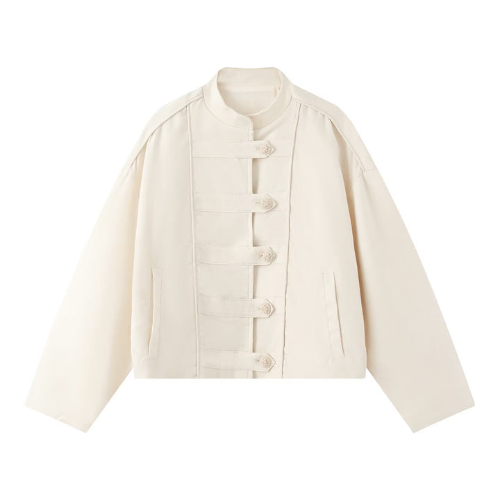 Damen Boxy-Jacke mit Stehkragen und Knebelverschlüssen Echo Archiv