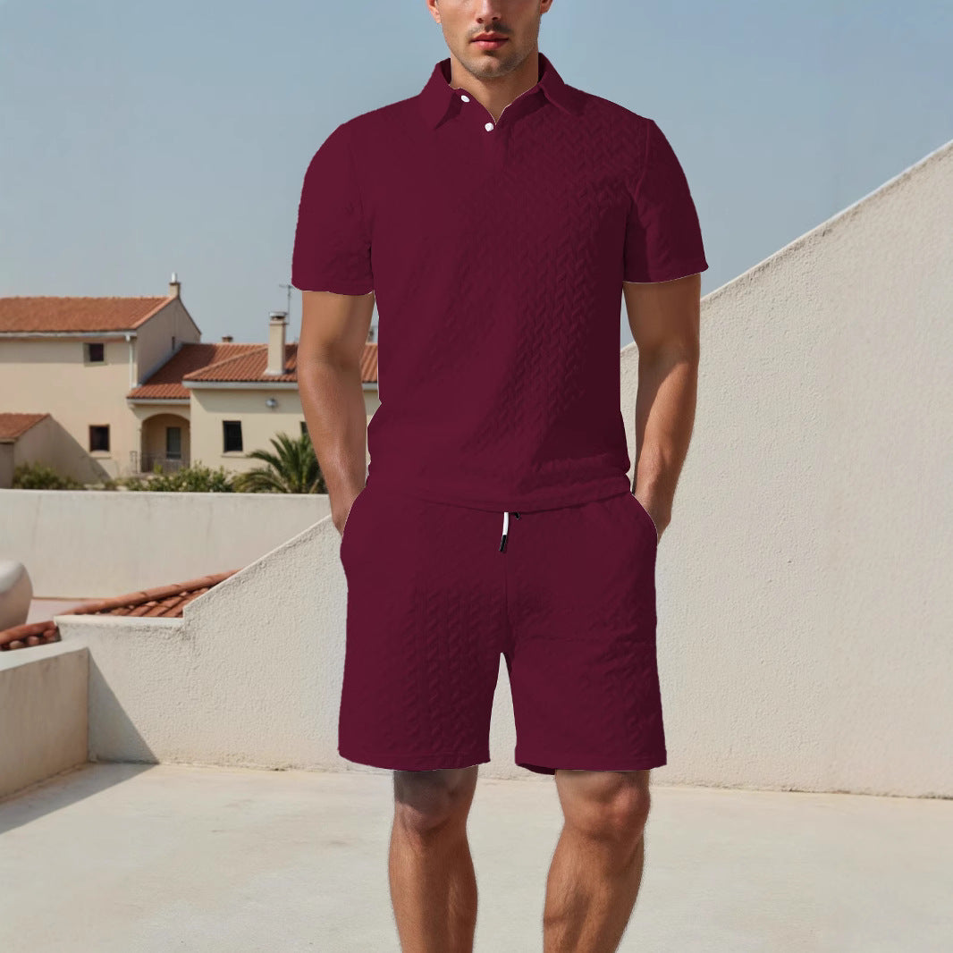 Herren Polo-Shirt und Shorts Set mit atmungsaktivem Design und elastischem Bund Echoarchiv