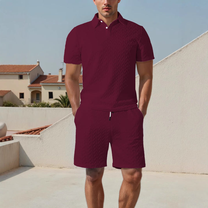 Herren Polo-Shirt und Shorts Set mit atmungsaktivem Design und elastischem Bund Echoarchiv