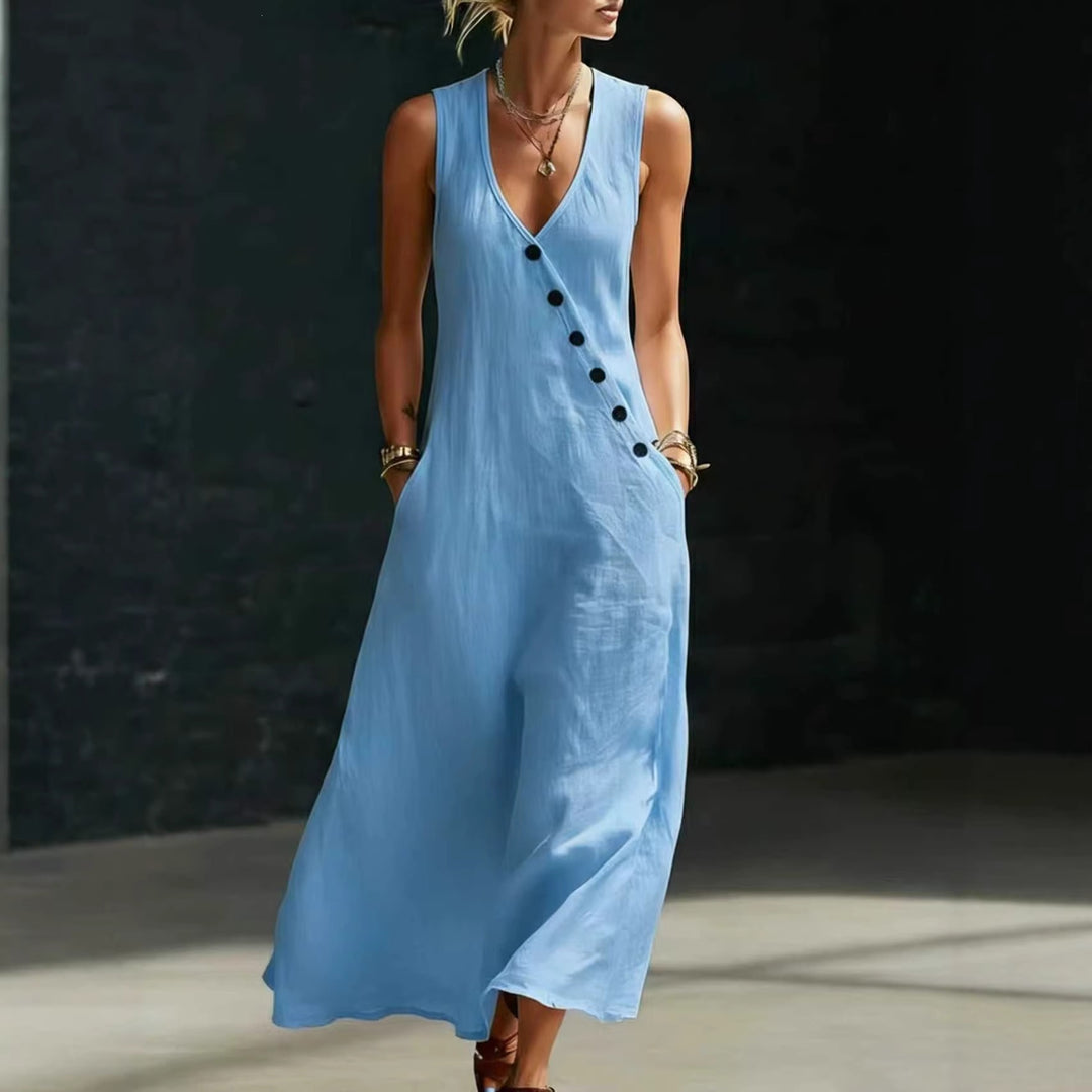 Damen Langarmkleid mit seitlichem Schlitz und Knopfdetails Echo Archiv