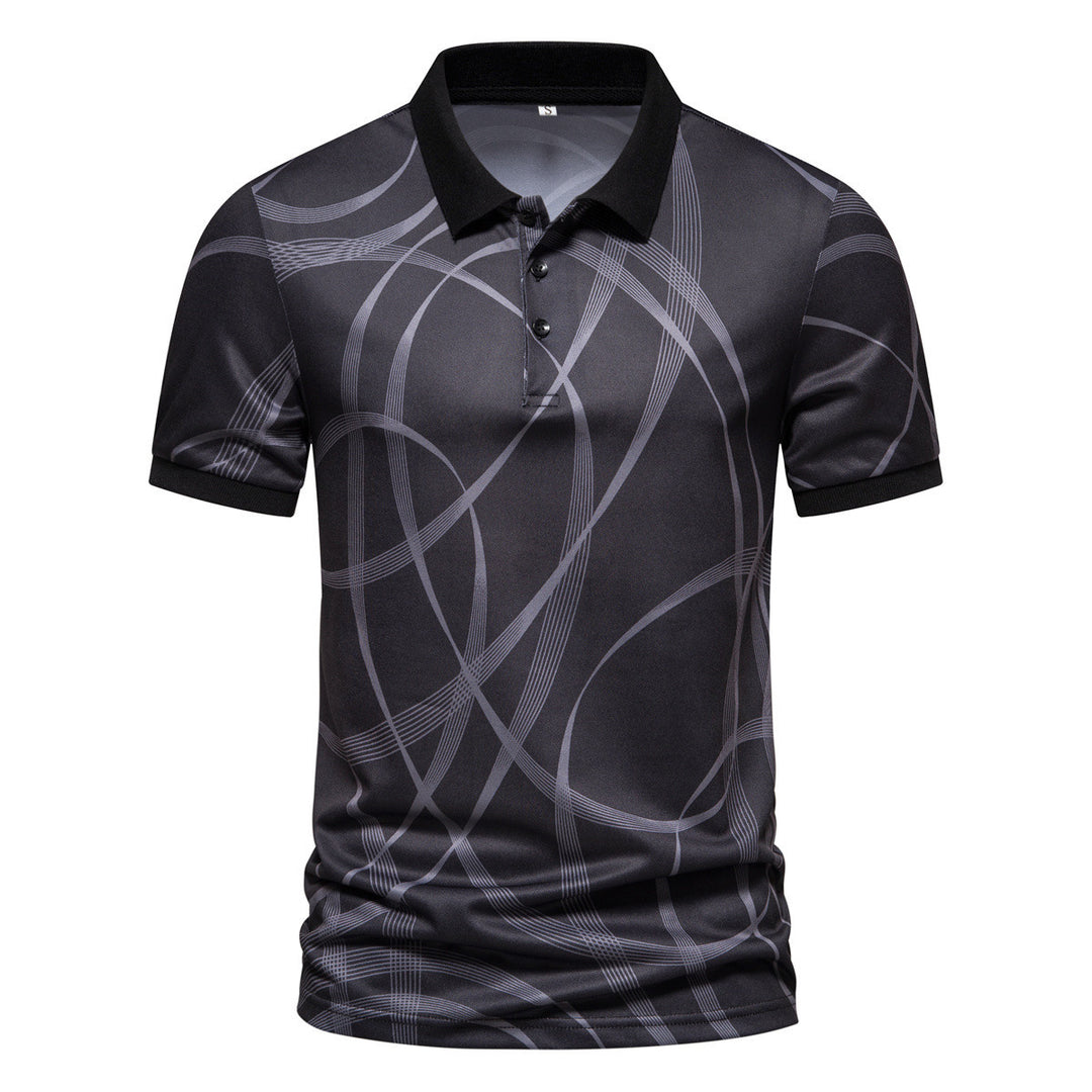 Herren Poloshirt mit modernem grafischen Muster und atmungsaktiven Eigenschaften Echoarchiv
