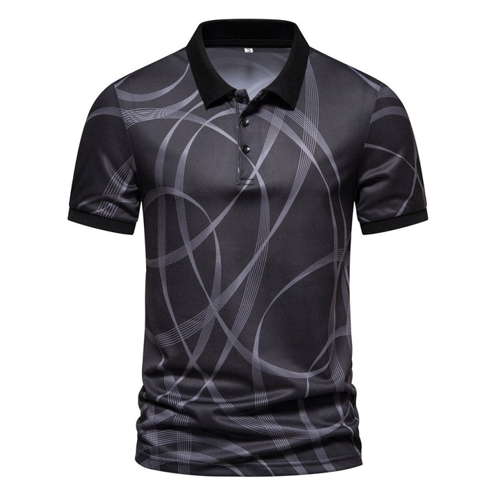 Herren Poloshirt mit modernem grafischen Muster und atmungsaktiven Eigenschaften Echoarchiv