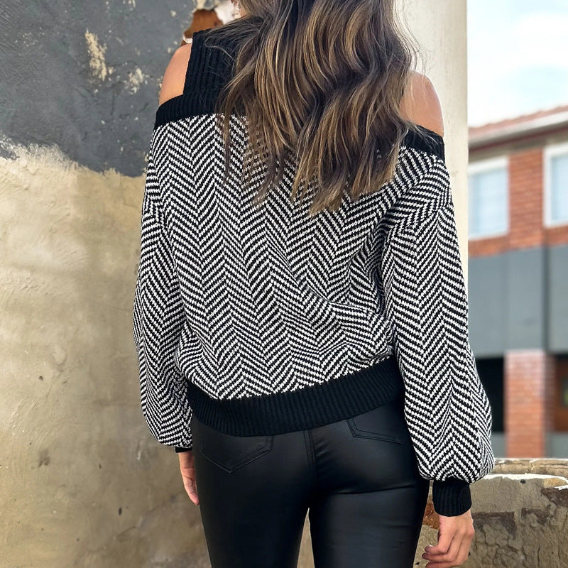 Damen Modischer Pullover mit Schulterauschnitten Echo Archiv