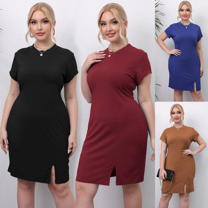 Damen elegantes Kurzarm-Kleid mit seitlichem Schlitz Echo Archiv