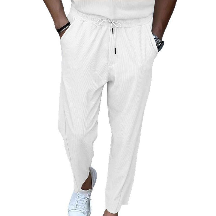 Herren nan atmungsaktive Leinenmix-Chinohose mit elastischem Tunnelzugbund, dezenter Bügelfalte und seitlichen Eingrifftaschen Echo Archiv