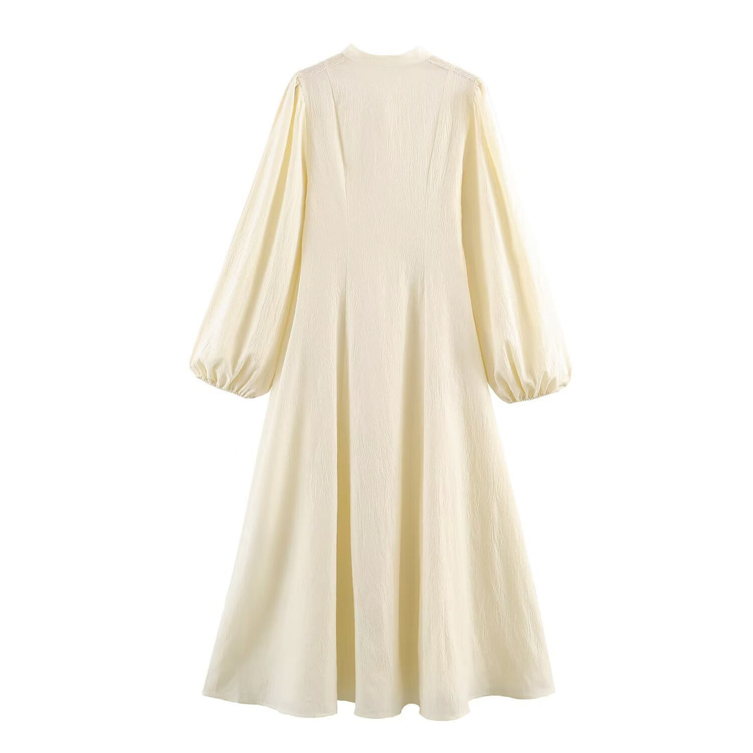 Damen Maxikleid mit Stehkragen, durchgehender Knopfleiste und Ballonärmeln Echoarchiv