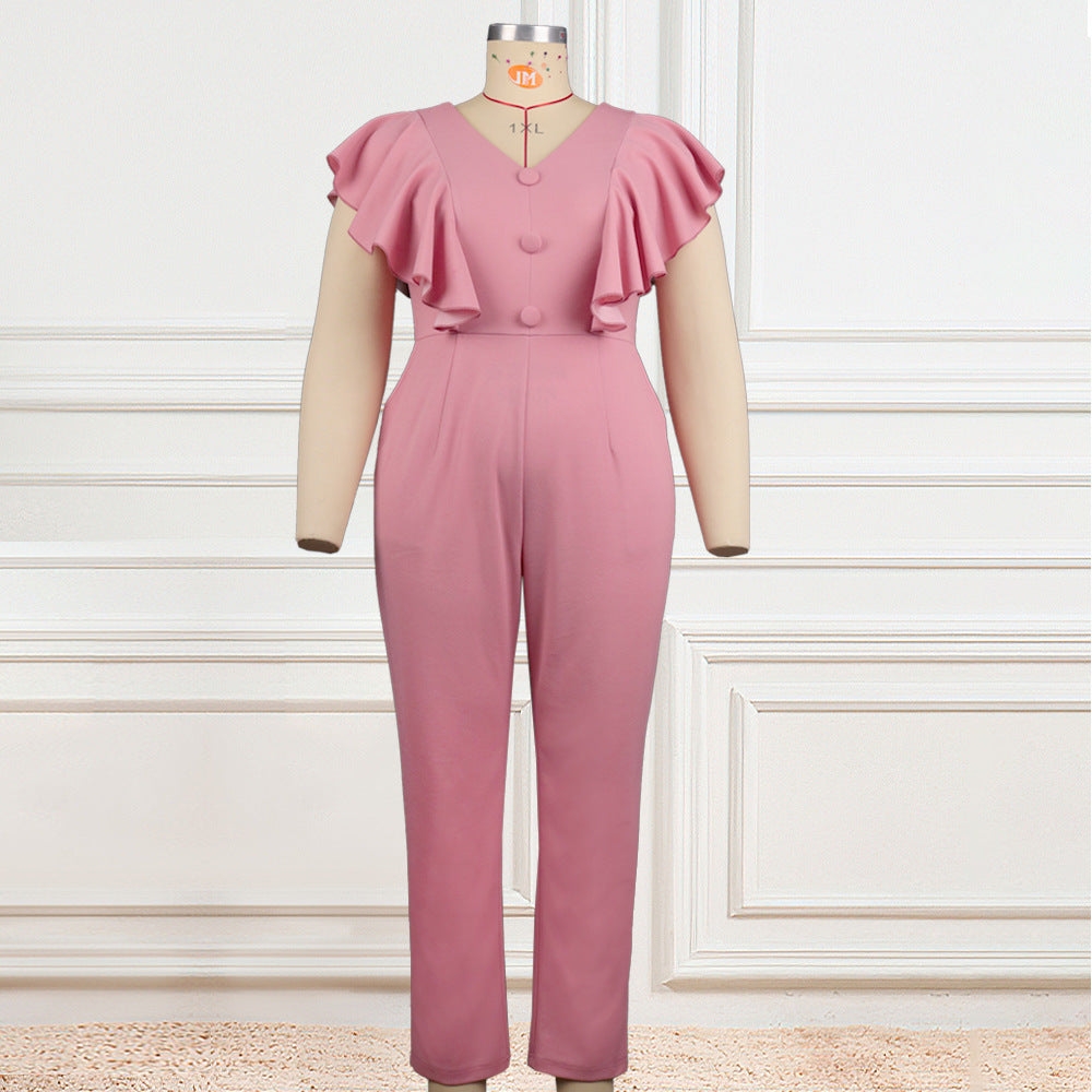 Damen Eleganter Jumpsuit mit voluminösen Rüschendetails Echo Archiv