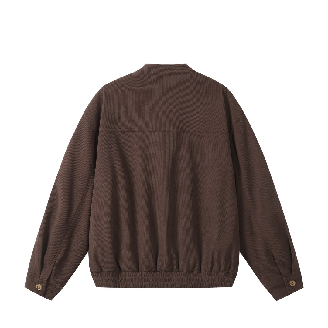 Unisex weit geschnittene Cord‑Blousonjacke mit Stehkragen, durchgehendem Reißverschluss und elastischem Saum Echoarchiv