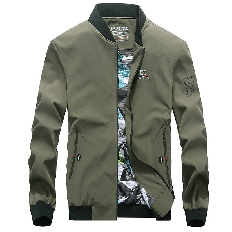 Herren leichte wasserabweisende Bomberjacke mit Camouflage‑Mesh‑Innenfutter und geripptem Kragen – Brevano