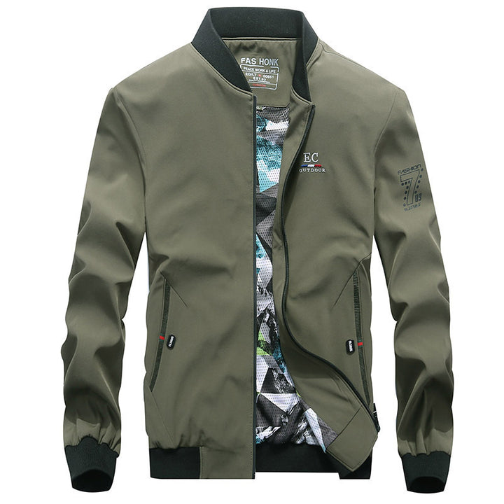 Herren leichte wasserabweisende Bomberjacke mit Camouflage‑Mesh‑Innenfutter und geripptem Kragen – Brevano