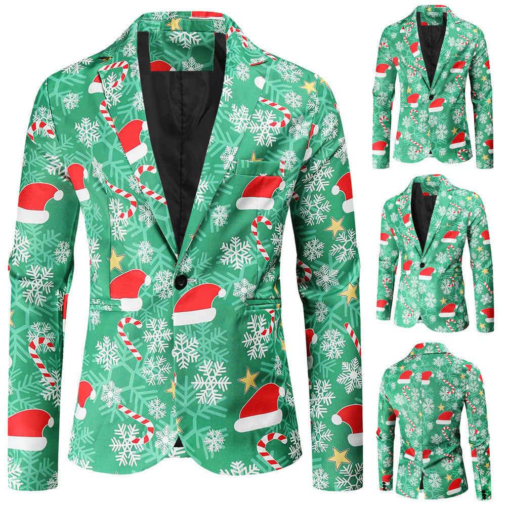 Herren Festlicher Blazer mit weihnachtlichem Motiv und modernem Schnitt Echoarchiv