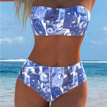 Damen Bikini-Set mit elegantem Bandeau-Oberteil und hochgeschnittenen Shorts Echo Archiv