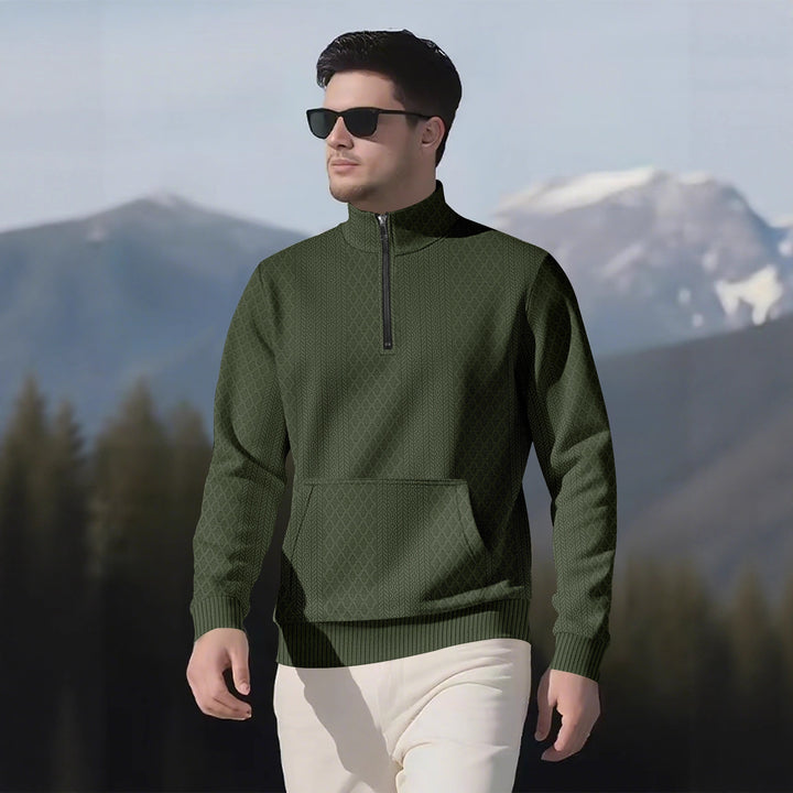 Herren sportlicher Fleece-Pullover mit hohem Kragen und Reißverschluss Echoarchiv