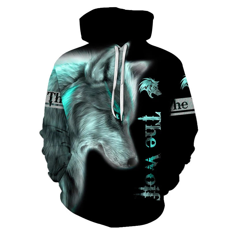 Unisex Kapuzenpullover mit kreativem Wolfsmotiv Echoarchiv