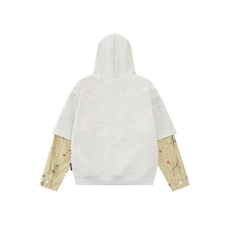 Damen Kapuzensweatshirt mit Lagenoptik, Kängurutasche und verspielten Patch‑Applikationen Echoarchiv
