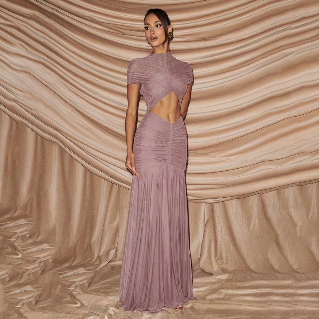 Damen Elegantes Maxi-Kleid mit Cut-Out und Raffungen Echo Archiv