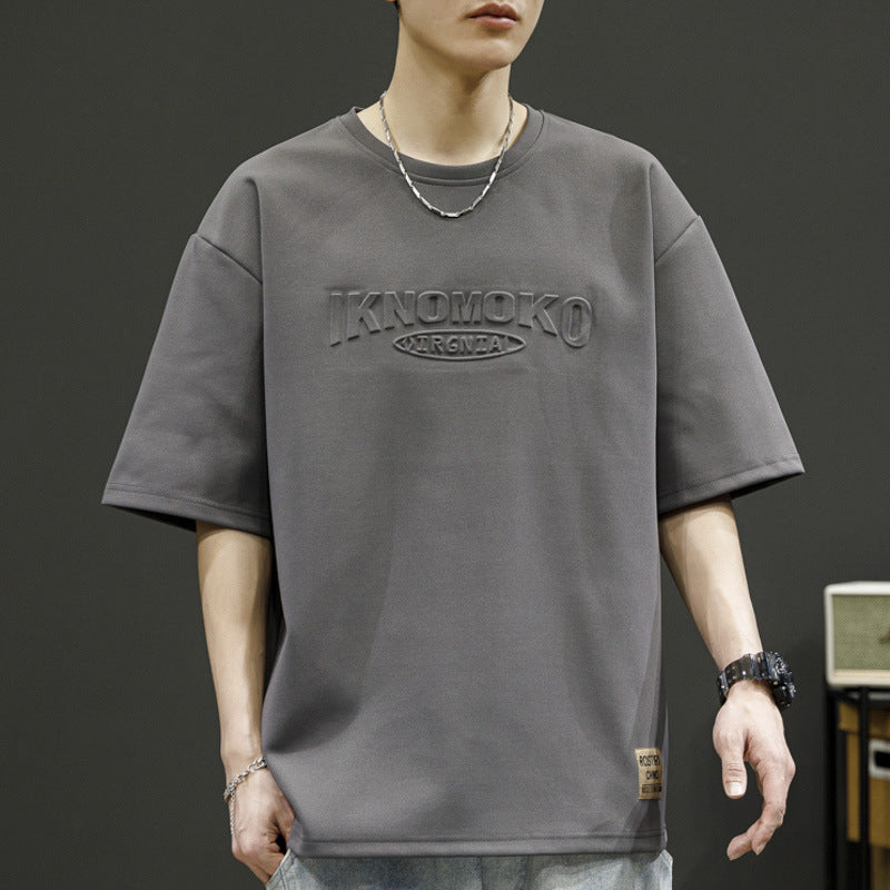 Herren Oversized T-Shirt mit strukturiertem Logodesign Echoarchiv