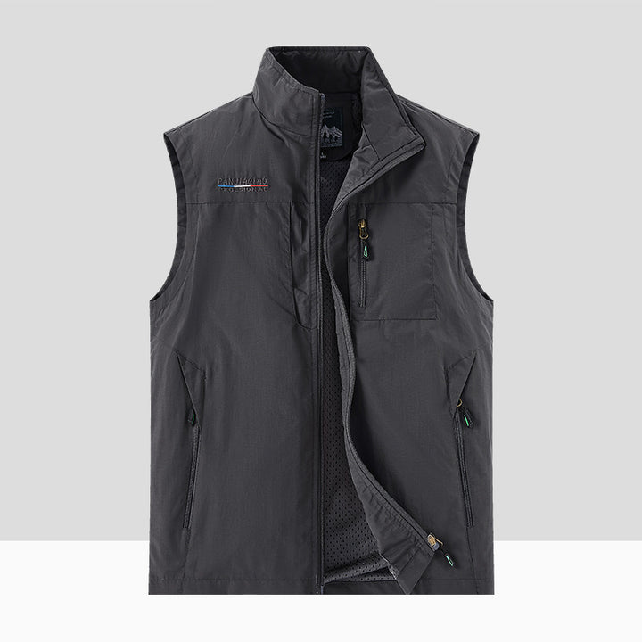 Herren Technische Outdoor-Weste mit atmungsaktivem Mesh-Futter, Reißverschlusstaschen & Stehkragen Echo Archiv