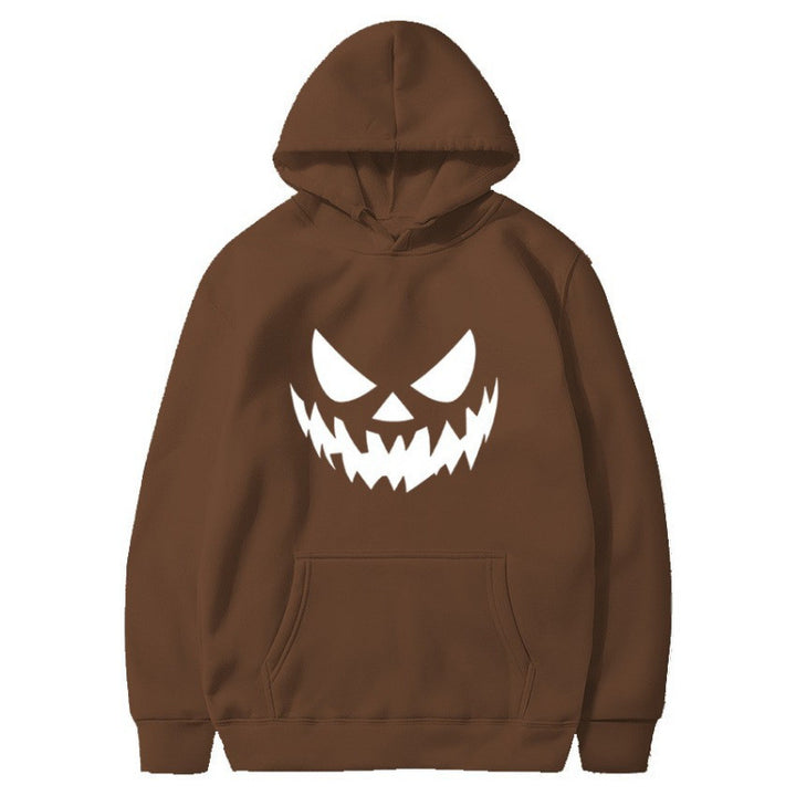 Unisex nan Kapuzenpullover mit gruseligem Kürbisgesicht-Print und Oversize Kängurutasche Echo Archiv