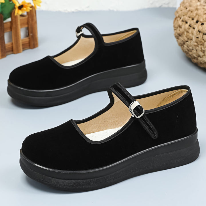 Damen nan Mary-Jane Plateau-Slipper mit verstellbarem Riemen und orthopädischer Komfortsohle Echo Archiv