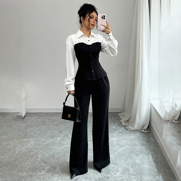 Damen Eleganter Blazer mit hochgeschnittenem Hosenanzug Echo Archiv