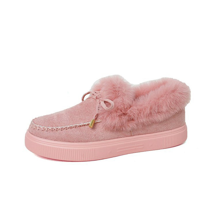 Damen Kuschel‑Mokassin‑Slipper mit hochfloriger Fellmanschette, dekorativer Steppnaht und leichtem Plateau‑Sohlenprofil Echo Archiv