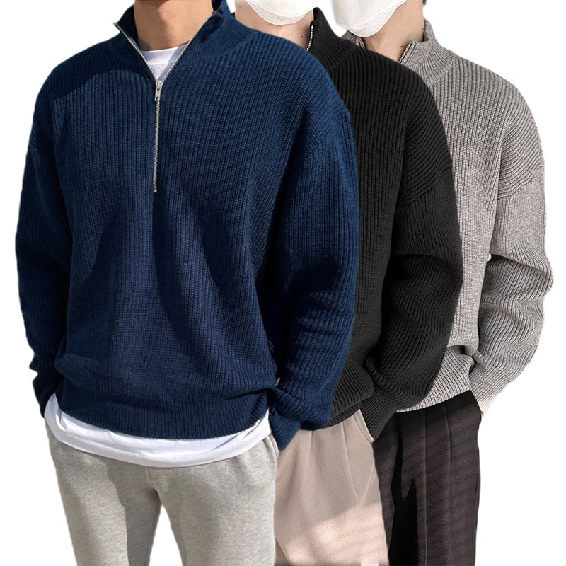 Herren Modischer Strickpullover mit Stehkragen und Reißverschluss Echo Archiv