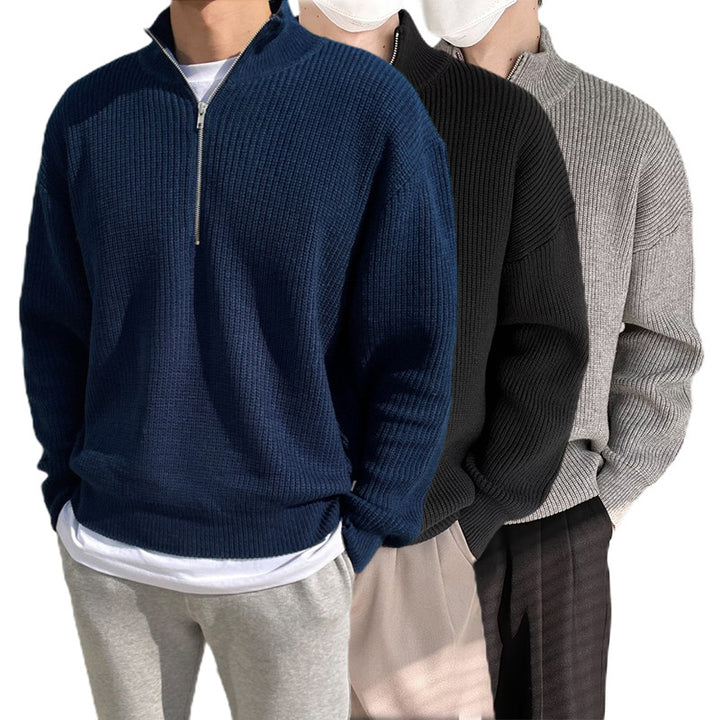 Herren Modischer Strickpullover mit Stehkragen und Reißverschluss Echo Archiv