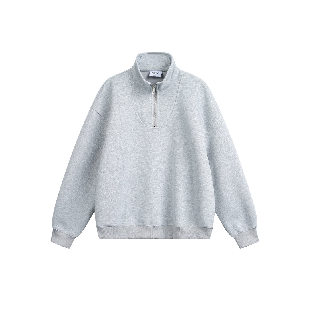 Damen Oversize Sweatshirt mit halbem Reißverschluss und Stehkragen Echoarchiv