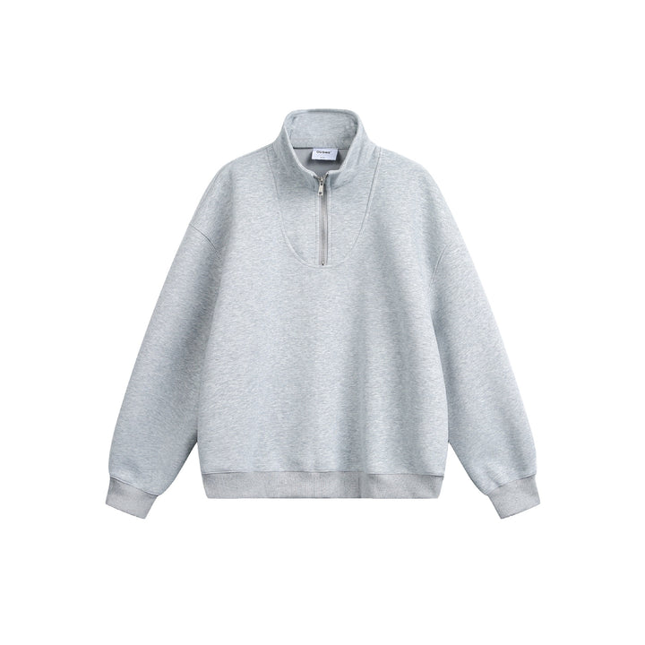 Damen Oversize Sweatshirt mit halbem Reißverschluss und Stehkragen Echoarchiv