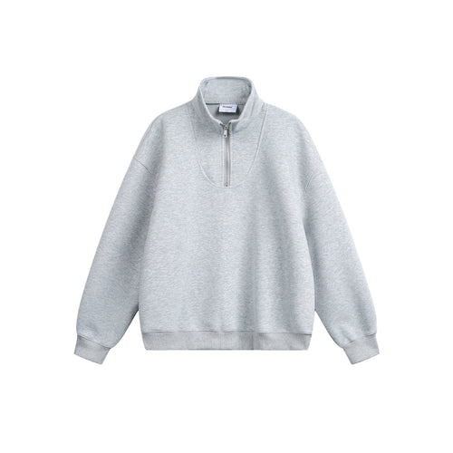 Damen Oversize Sweatshirt mit halbem Reißverschluss und Stehkragen Echoarchiv