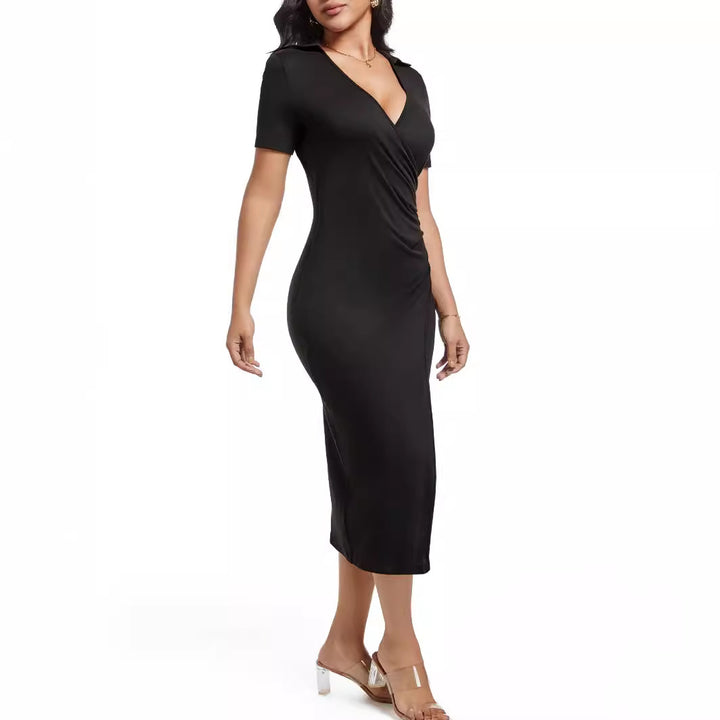 Damen Wickelkleid mit eleganter Drapierung und tiefem V-Ausschnitt Echo Archiv