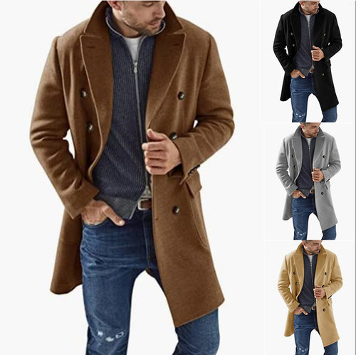 Herren eleganter Doppeltailleur-Mantel mit stylischen Knopfdetails Echoarchiv