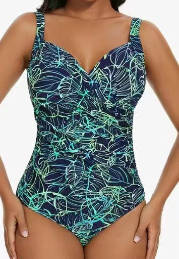 Damen Eleganter Hochgeschnittener Badeanzug mit Wildleoparden-Muster Echo Archiv