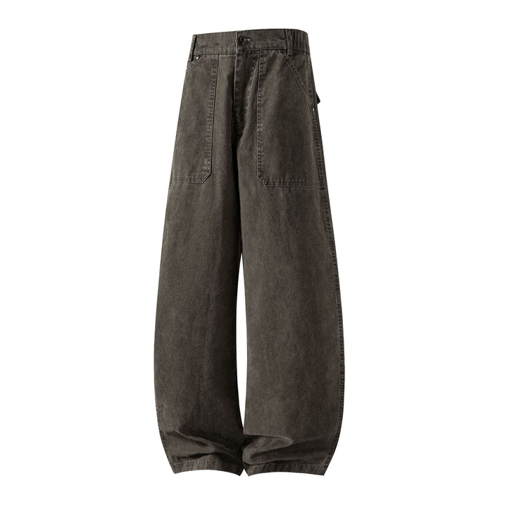 Damen Utility-Denimhose mit hoher Taille, extra weitem Bein und aufgesetzten Taschen Echoarchiv