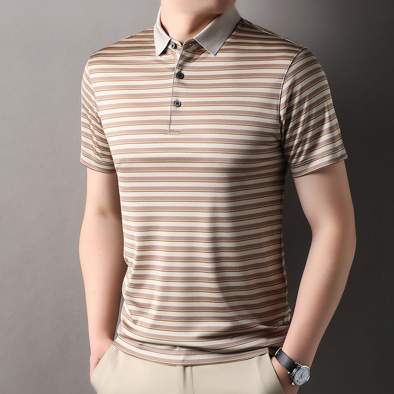 Herren Poloshirt mit atmungsaktiver Komforttechnologie und modernem Streifenmuster Echoarchiv