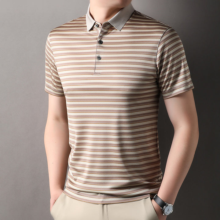 Herren Poloshirt mit atmungsaktiver Komforttechnologie und modernem Streifenmuster Echoarchiv