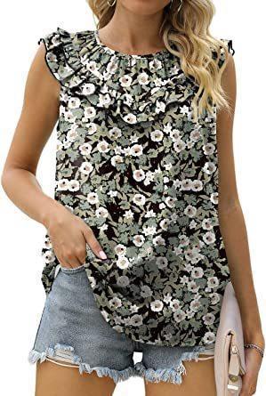 Damen leichtes Rüschenshirt mit elegantem Rundhalsausschnitt Echo Archiv
