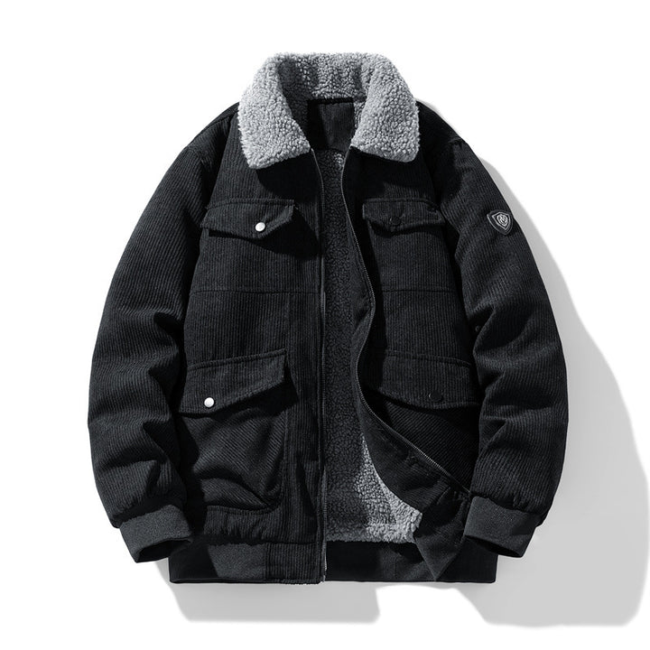 Herren Cord-Fieldjacke mit Teddyfutter, gesteppter Isolierung und Multifachtaschen Echo Archiv